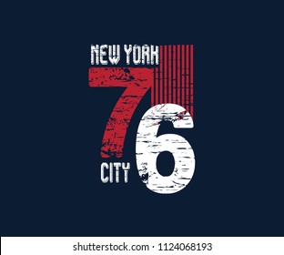 New York CIty 76 Vintage Typography for T Shirt Print