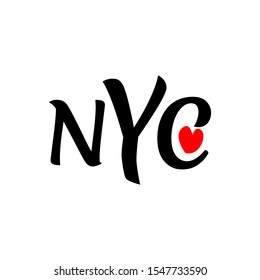 New York City abbreviation NYC lettering a modern city symbol isolated on white background