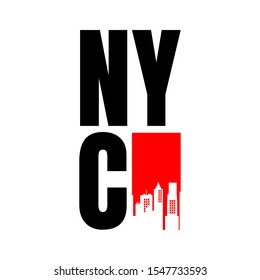 New York City abbreviation NYC lettering a modern city symbol isolated on white background