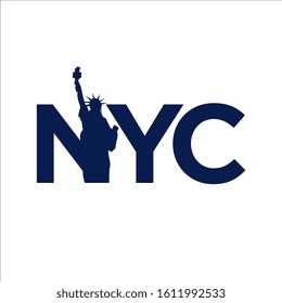 New York City abbreviation NYC lettering a modern city symbol liberty statue graphic element