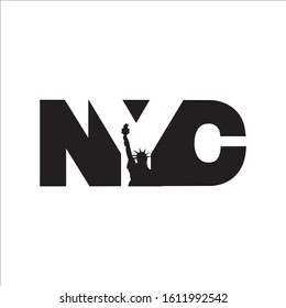 New York City abbreviation NYC lettering a modern city symbol liberty statue graphic element