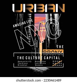 New york city amazing life, typography design with urban illustration, graphic t-shirt, vector illustration