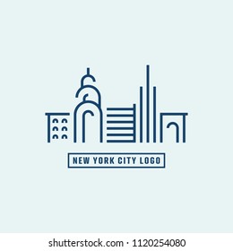 New york city architecture skyline building minimalist clean line logo icon