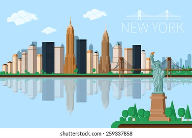 New York city architecture vector illustration. Skyline svg