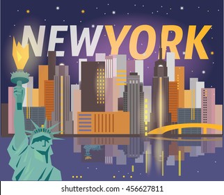 New York city architecture vector illustration.