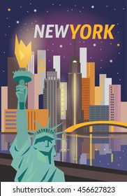 New York city architecture vector illustration.