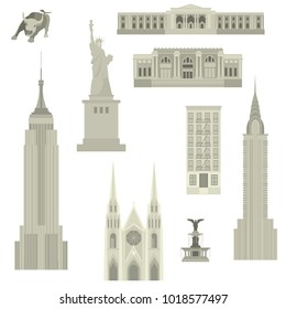 New York City Attractions. Vector illustration.