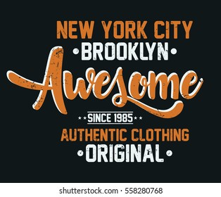 New York City authentic clothing typography, t-shirt graphics, vectors
