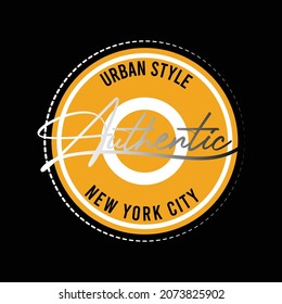 new york city authentic lettering typography design print vector illustration