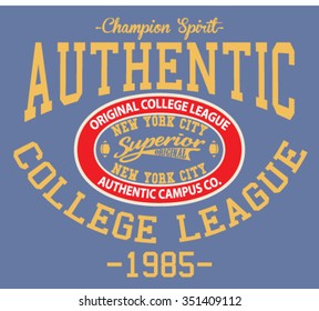 New York City Authentic Sport  vector print and varsity. For t-shirt or other uses in vector.