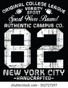 New York City Authentic Sport  vector print and varsity. For t-shirt or other uses in vector.