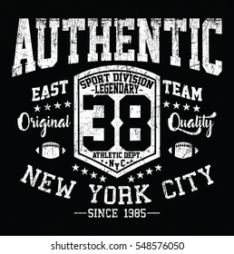 New York City authentic sport, east team typography, t-shirt graphics, vectors