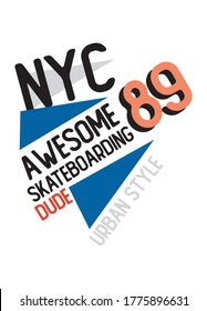 new york city awesomeskateboarding dude,t-shirt design fashion vector