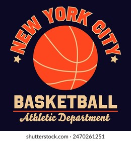 Nueva tipografía de baloncesto de la ciudad de York, gráficos de camisetas. Ilustración vectorial