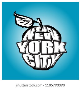 New York City Big Apple Logo on blue shaded Background
