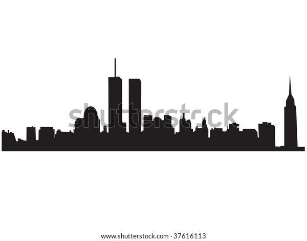 new york skyline black and white silhouette