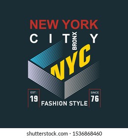 New York City in a Box With NYC writing, Typography T-shirt design and printing, Vector Illustration - Stock Vector