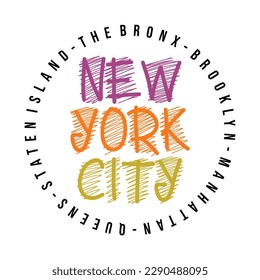 New york city the bronx brooklyn, typography graphic design for t-shirt prints, vector illustration
