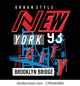 ciudad de nueva york, puente de brooklyn, diseño de tipografía, gráficos de camisetas, vectores