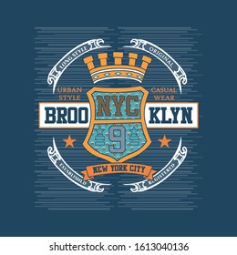 new york city, brooklyn design typography, t-shirt graphics, vectors