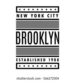 New york city. Brooklyn. Retro geometric print. Black authentic poster. Vintage banner.