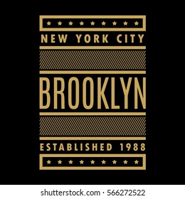 New york city. Brooklyn. Retro geometric print. Golden authentic poster. Vintage banner.