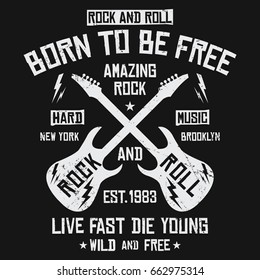 New york city - Brooklyn rock and roll, hard music, live fast die young slogan typography, t-shirt graphics, vector