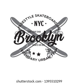 New York city Brooklyn theme t-shirt graphics. Modern typography lettering design elements for prints, posters, apparel design. Vector vintage illustration.