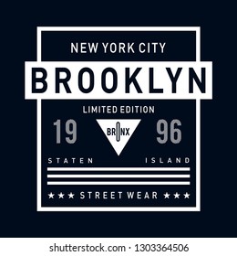 new york city brooklyn typography design for t-shirt, Vector illustration -Vector