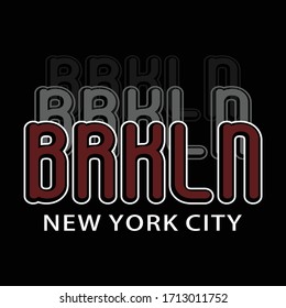 NEW YORK CITY, BROOKLYN TYPOGRAPHY DESIGN FOR T-SHIRT PRINT. VARSITY STYLE