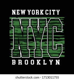 NEW YORK CITY, BROOKLYN TYPOGRAPHY DESIGN FOR T-SHIRT PRINT. VARSITY STYLE