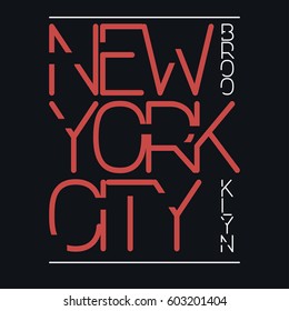 New York city, Brooklyn typography graphics. Print, stamp for sportswear. Vector illustration