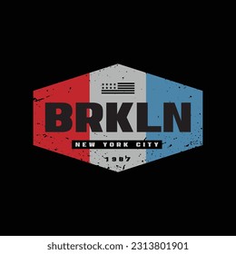 New York City, Brooklyn. Vintage design. Grunge background. Typography, t-shirt graphics, poster, print, banner, flyer, postcard