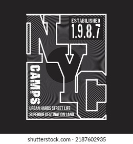 new york city camps design typography vector illustration for print