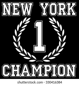 New York city Champion typography, t-shirt graphics. Vector illustration