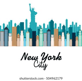 New York City Line Silhouette Typography Stock Vector (Royalty Free ...
