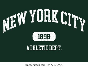 New York City College Academy printing,Vintage typography college varsity New York City state slogan print for tee t shirt or sweatshirt.eps8