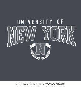 New York city college style print. Typography graphics for New York college or university t-shirt design. Vector college illustration