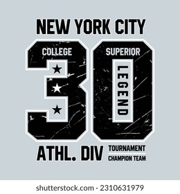 New york city college vector label and print design for t shirt