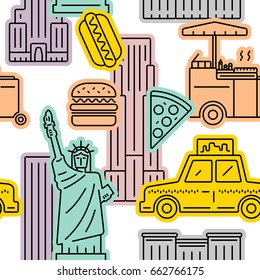 New York City colorful seamless vector pattern