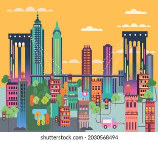 New York City  colorful streets fun background