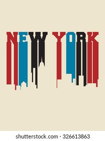 New York city concept, logo, label. Word and Icon Cloud. Hipster style. T-shirt design. Typography. Creative poster design.