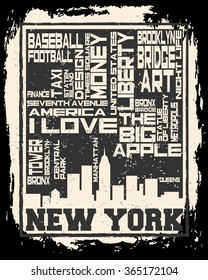 New York City concept. Logo. Label. T-shirt design. NYC. Creative poster design.