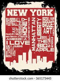 New York City concept. Logo. Label. T-shirt design. NYC. Creative poster design.