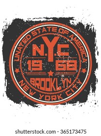 New York City concept. Logo. Label. T-shirt design. NYC. Creative poster design.