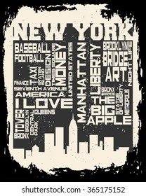 New York City concept. Logo. Label. T-shirt design. NYC. Creative poster design.