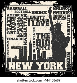 New York City concept. Logo. Label. T-shirt design. NYC. Creative poster design.