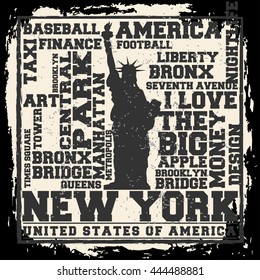 New York City concept. Logo. Label. T-shirt design. NYC. Creative poster design.