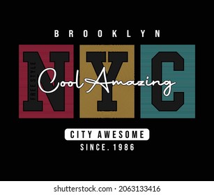 New York City cool amazing typography t-shirt graphics, vectors