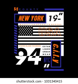 new york city cool awesome typography tee design vector illustration,element vintage artistic apparel product